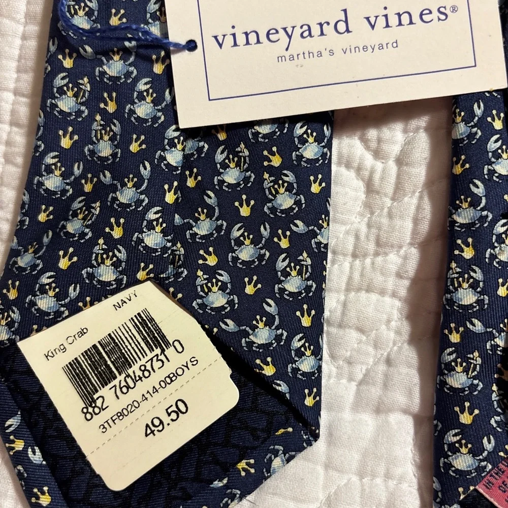 Vineyard Vines Navy Floral Tie - BOYS